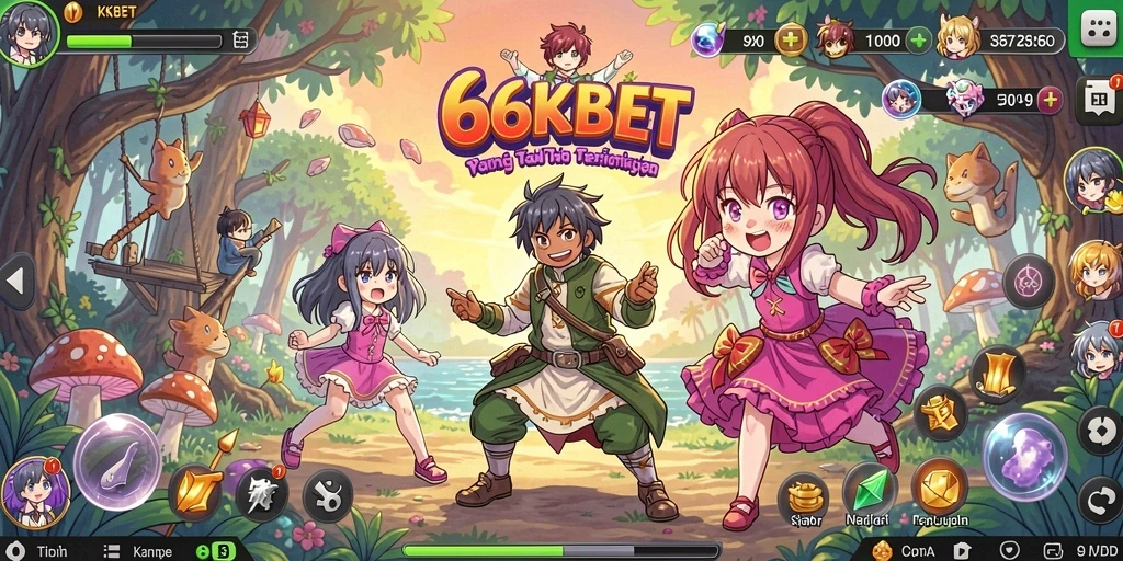 Tampilan gameplay seru pada 66KBET dengan karakter anime menarik.