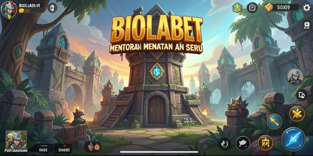 Screenshot gameplay BIOLABET menampilkan pertahanan menara yang epik.