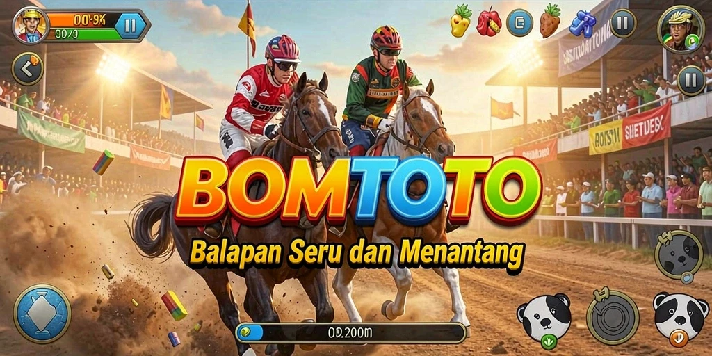 Tampilan menarik dari gameplay Racing BOMTOTO yang seru.