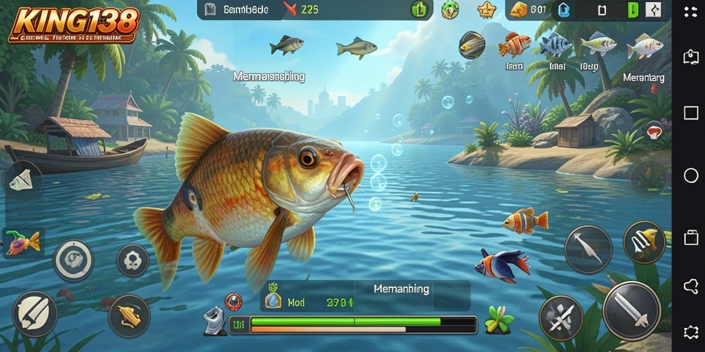 Tampilan gameplay KING138 yang seru saat memancing.