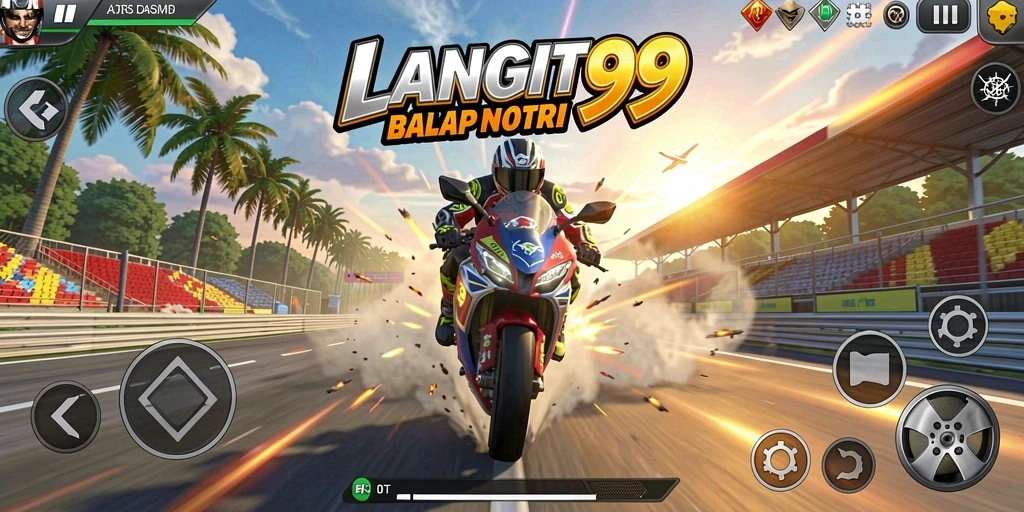 Gameplay LANGIT99 dengan grafis balap motor yang realistis dan menegangkan.