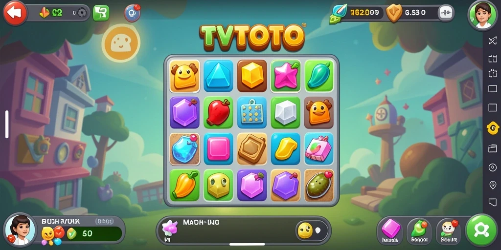 Tangkapan layar menunjukkan aksi seru gameplay Match-3 TVTOTO.