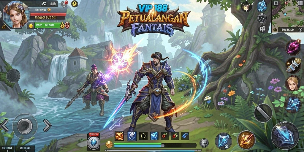 Screenshot utama VIP188 menampilkan aksi pertarungan seru di dunia RPG.