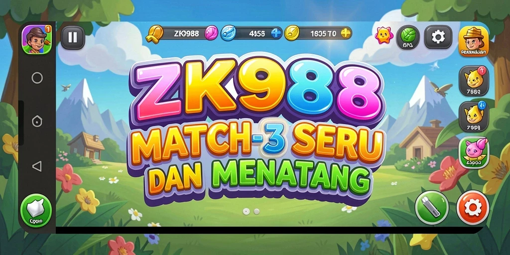 Tangkapan layar gameplay ZK988 menampilkan momen seru mencocokkan tiga benda.